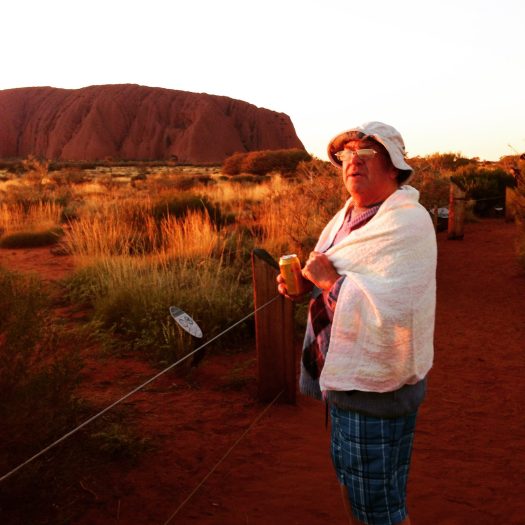 A mad Englishman at sunrise at Uluru