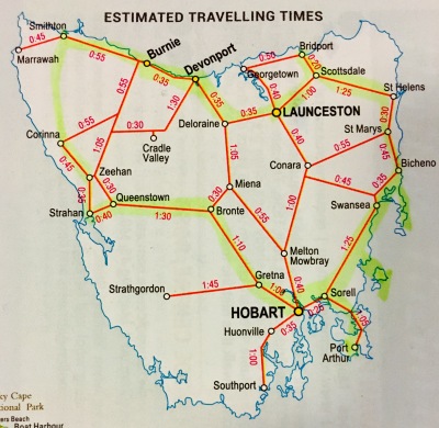 Tasmania Map, travel, touring