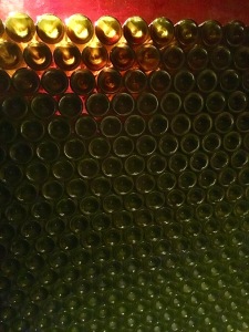 up close in a wine cellar