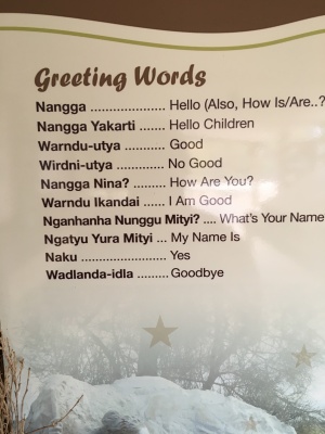 Greeting words in local Adnyamathanha language