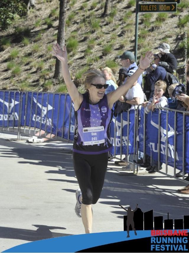 Sue's marathon finish