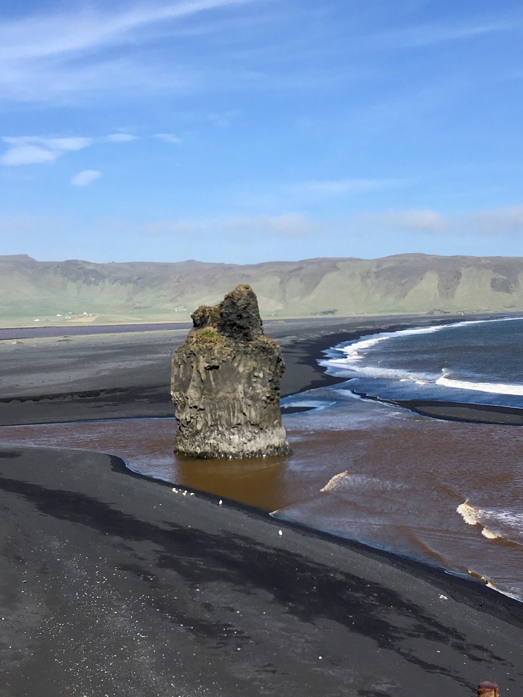 Black sandy coastline at Reynisfjara Iceland