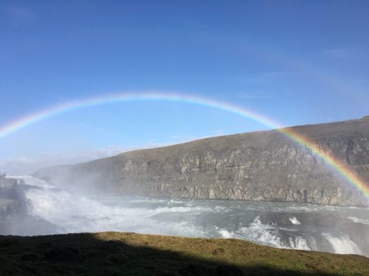 Rainbow over Gulfoss in Road trip in Iceland