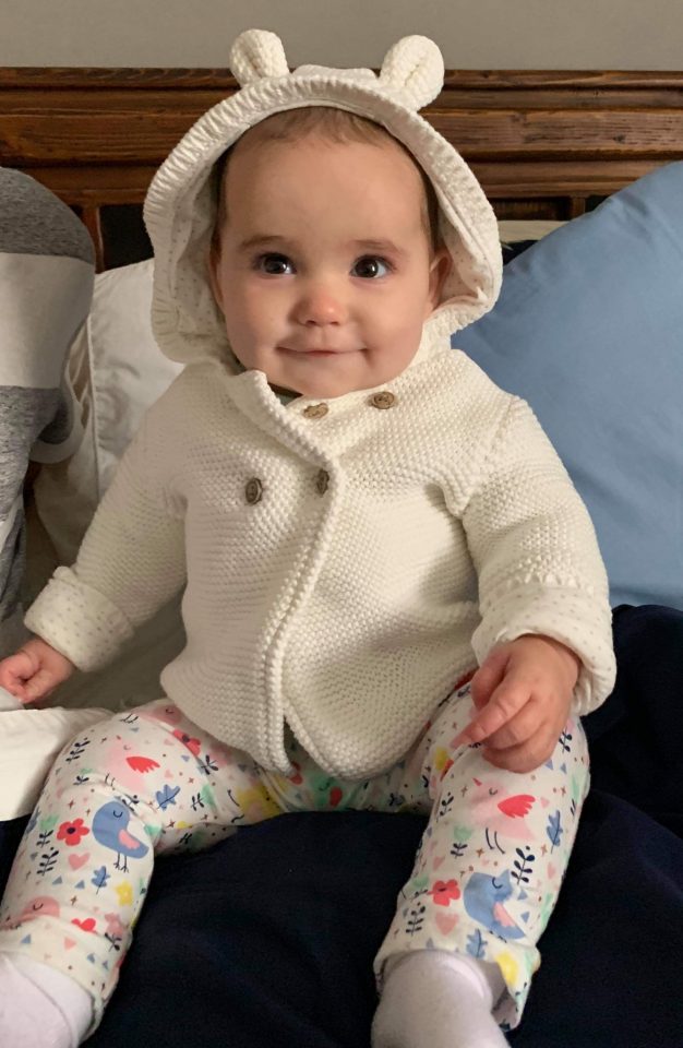 My nearly 8 month old granddaughter Emilia is adorable