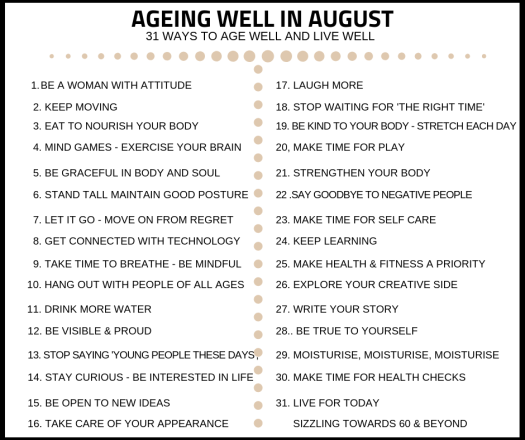 Ageing Well in August list of prompts