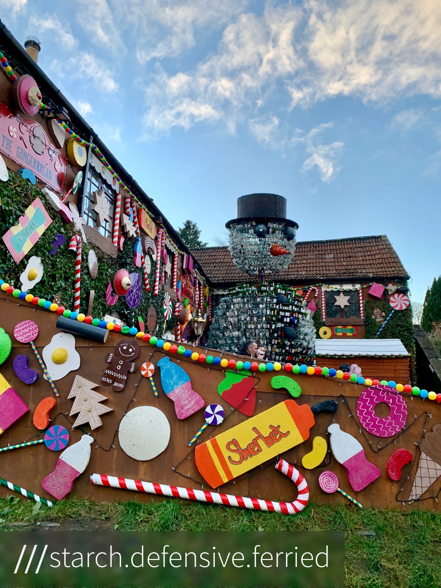 The Gingerbread Inn at Priddy, the glass bottle Snowman