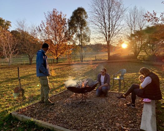 Fire pit fun with a family visit