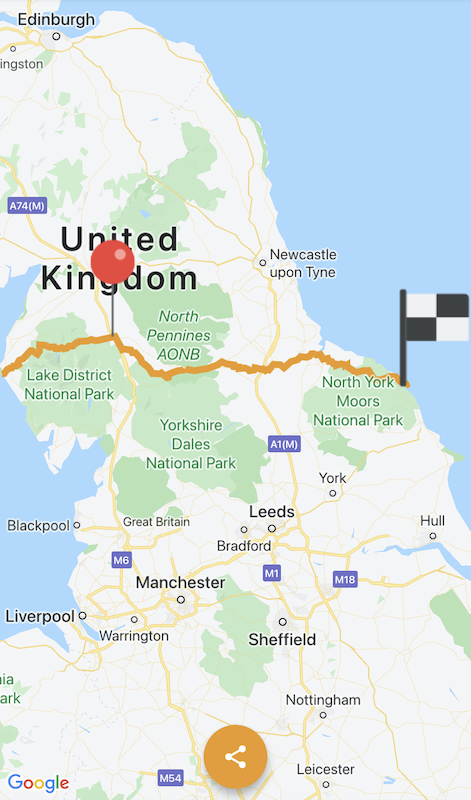 UK coast to coast bike ride map
